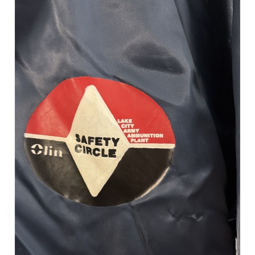 Don Jac Olin Safety Circle Men's Large Jacket Satin Blue‎ Snaps Vintage - Picture 2 of 10